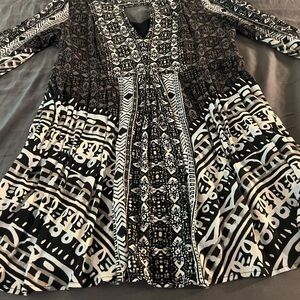 Free People Teagan Border Long Sleeve Printed Mini Dress Size 12/ Large